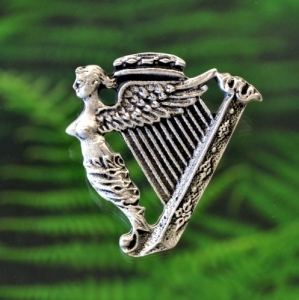 Celtic Irish Harp Button Fine Pewter