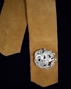 Leather Bookmark Pewter Celtic Seahorse