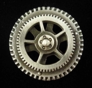 Spinning Steampunk Gear Button