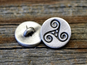 Celtic Triskele Shank Button 5/8 Inch (16 mm) Fine Pewter