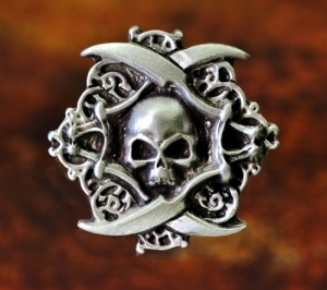 Pirate Skull with Double Crossed Swords Button