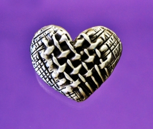 Woven Heart Button in Fine Pewter