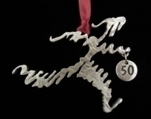 50 Mile Christmas OrnamentUltra Marathon Christmas Tree Decorations in Pewter