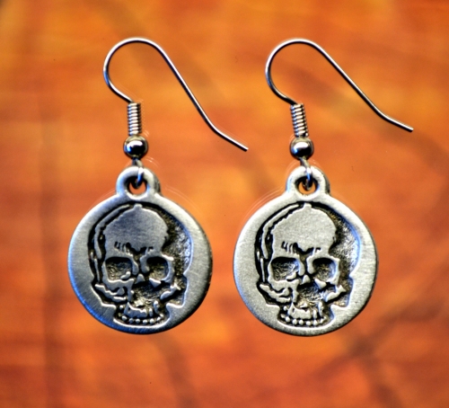Skull Earrings | Skull Jewelry | Skulls in Fine Pewter by Treasure Cast
