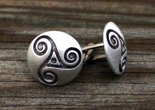 Sterling Silver Celtic Knot Cuff Bracelet Triple spiral Triskele Symbo