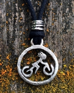 Cyclist Pendant Fine Pewter