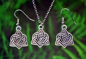 Celtic Triquetra Heart Necklace and Earring Set