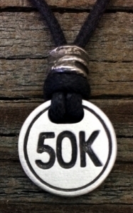 Round 50K Ultra Marathon Runner Pewter Pendant