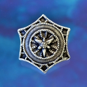 Renaissance Style Star Shank Button 1 1/8 Inch (29 mm) Fine Pewter