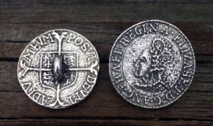 Elizabethan Groat Coin Shank Button 3/4 Inch (19 mm)