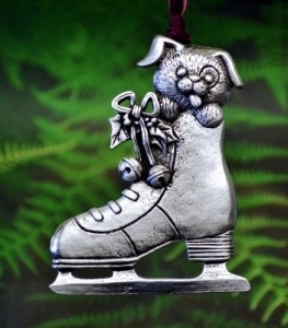 Puppy in an Ice Skate Christmas Ornament 