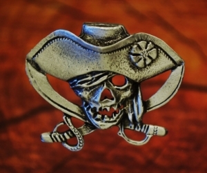 Pirate Skull and Crossed Swords Pewter Pin