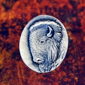  Bison Brooch, Buffalo Pin, Wildlife Jewelry 