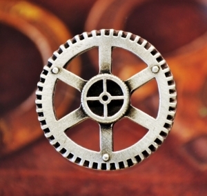 Steampunk Gear Shank Button 1 1/4 Inch (32 mm) Fine Pewter