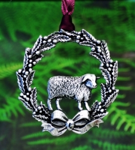 Christmas Wreath With Sheep Ornament