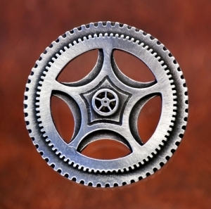 Steampunk Gear Shank Button 2 Inch (51 mm) Fine Pewter