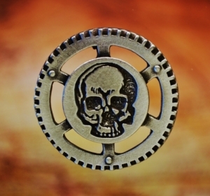 Steampunk Air Pirate Skull Button 1 1/2 Inch (38 mm) Fine Pewter