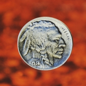 Indian Head Nickel Coin Button - Fine Pewter Reproduction
