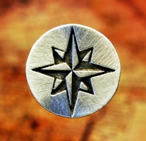 Compass Rose Star Pewter Shank Button 5/8 Inch 3/4 Inch & 1 Inch