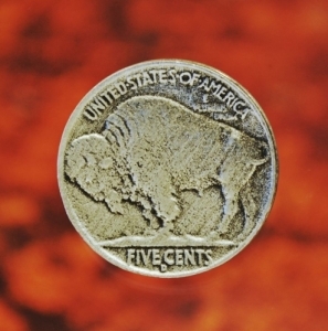 Buffalo Nickel Bison Coin Shank Button 3/4 Inch (19 mm) Fine Pewter