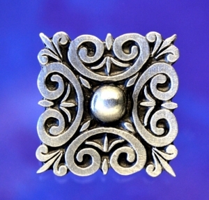 Square Scroll Pewter Shank Button 7/8 Inch (22 mm)
