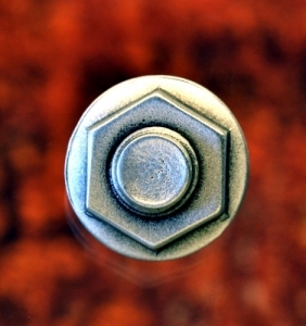 Steampunk Nut and Bolt Shank Button 3/4 Inch (19 mm) Fine Pewter