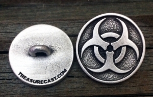 Zombie Biohazard Pewter Shank Button 3/4" & 1"