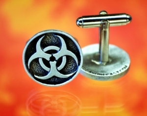 Zombie Biohazard Cufflinks Fine Pewter