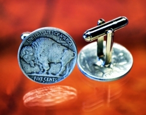 Buffalo Nickel Bison Coin Cufflinks Fine Pewter