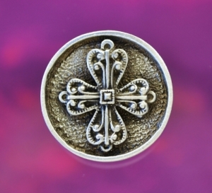 Filigree Cross Pewter Shank Button 1 Inch (25 mm)