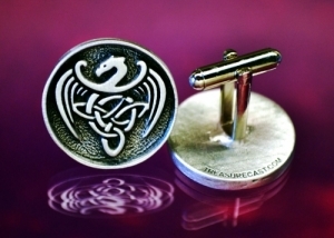 Celtic Dragon Cufflinks Fine Pewter