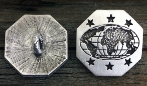World Globe Pewter Shank Button 3/4 Inch & 1 Inch