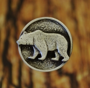Grizzly Bear Shank Button 1 Inch (25 mm) Fine Pewter
