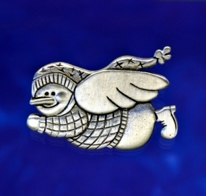 Flying Snowman Angel Pin