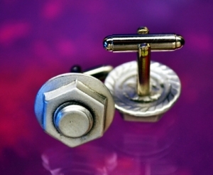 Steampunk Industrial Nut & Bolt Screw Cufflinks Fine Pewter
