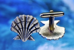 Escallop Seashell Cufflinks Fine Pewter