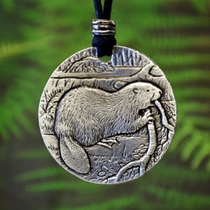 Beaver Necklace on Black Cord
