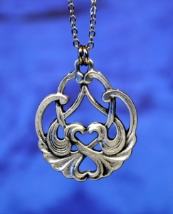 Swan Heart Art Nouveau Necklace